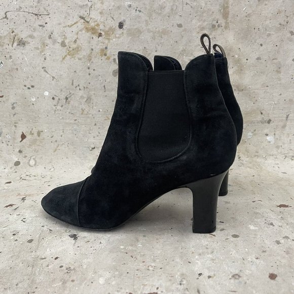 Louis Vuitton Black Suede Heeled Ankle Boots Monogram LV 8.5/38.5 - Picture 1 of 11